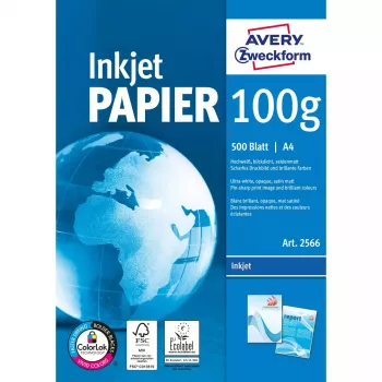 Tulostuspaperi A4 Avery Bright White Inkjet 500 arkkia
