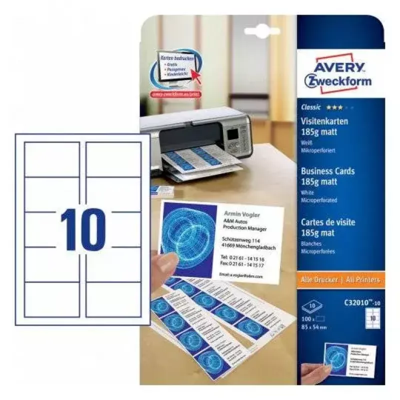 Käyntikortit Avery C32010-10