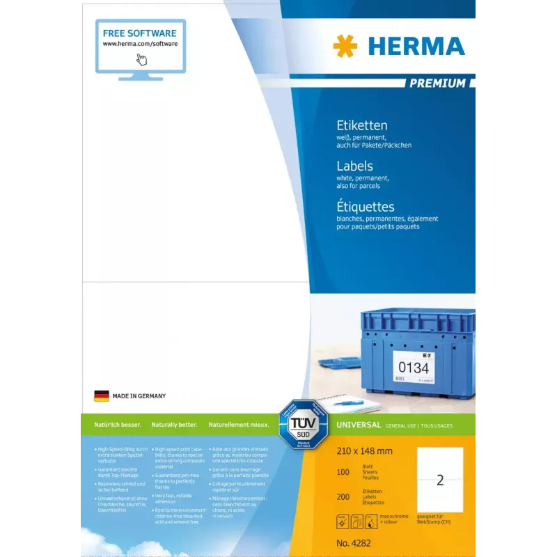 Itseliimautuvat tulostintarrat HERMA Labels Premium A4 210x148 mm