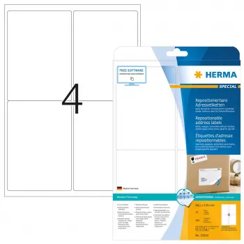 Irrotettavat osoitetarrat HERMA 100 kpl A4 99,1x139 mm