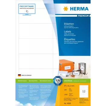Itseliimautuvat tulostustarrat HERMA Labels Premium A4 97x42,3 mm