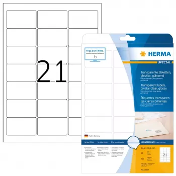 Itseliimautuva tulostustarra HERMA tarrat läpinäkyvä kristallinkirkas A4 63,5x38,1 mm