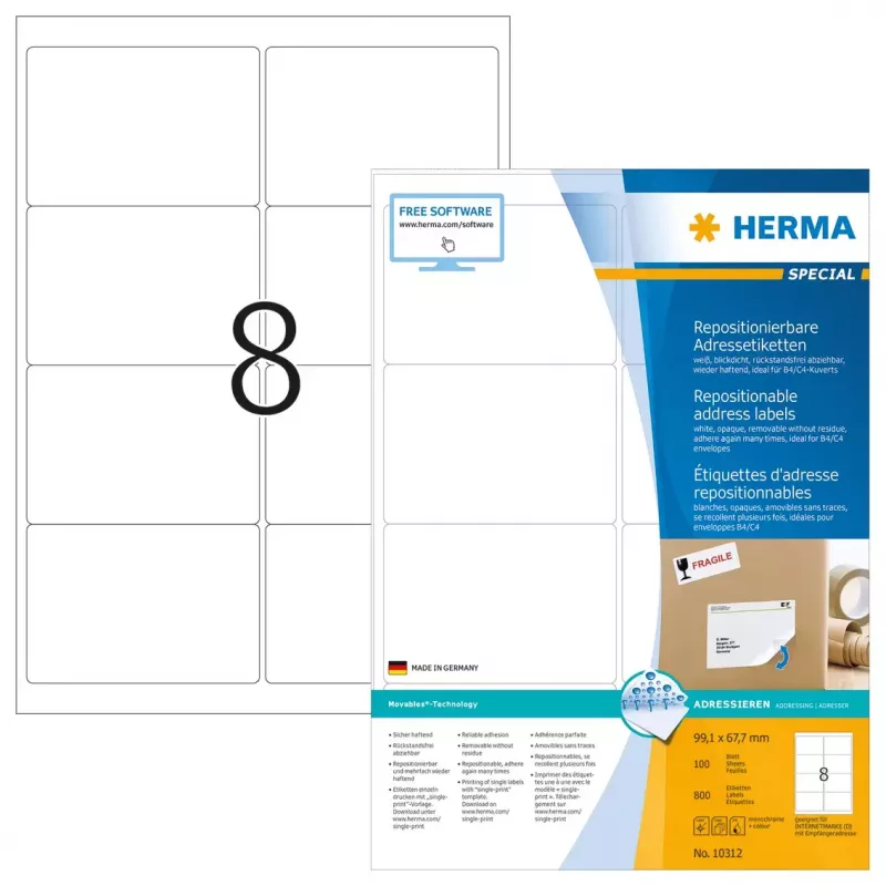Irrotettavat osoitetarrat HERMA 10312