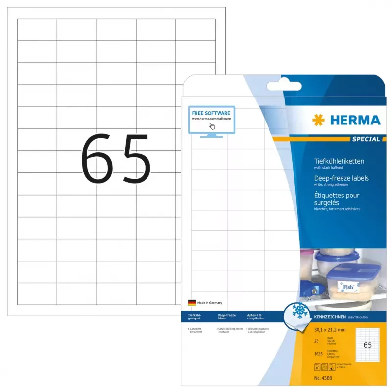 Itseliimautuvat tulostintarrat HERMA pakastetarrat A4 1625 kpl