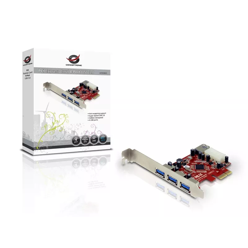 PCI Express -kortti Conceptronic C4USB3EXI 4-porttinen USB 3.0