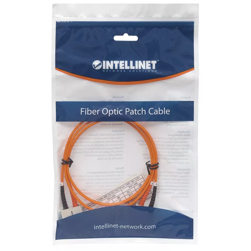 Intellinet kuitu-patchkaapeli, OM2, SC/SC, 2 m, oranssi, duplex, multimode, 50/125 µm, LSZH, kuitu, elinikäinen takuu