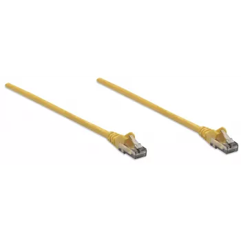 Intellinet verkkokaapeli, Cat6, 10 m, keltainen, CCA, U/UTP, PVC, RJ45, kullatut kontaktit, lukituskielekkeen suojaus, holkkisuojaus, elinikäinen takuu