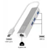 LevelOne Gigabit USB-C -verkkosovitin USB-keskittimellä, johdollinen, USB Type-C, Ethernet, 1000 Mbit/s, hopea
