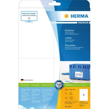 Itseliimautuva tulostintarra HERMA Labels Premium A4 105x148 mm