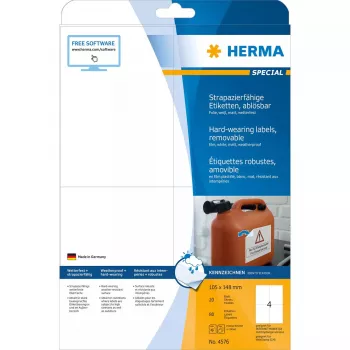 Itseliimautuvat tarrat HERMA 4576 uudelleen irrotettava valkoinen 80 kpl