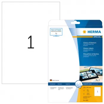 Itseliimautuva tulostintarra HERMA Labels A4 210x297 mm valkoinen paperi kiiltävä 25 kpl