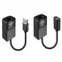 Lindy 60m USB 1.1 Cat.6 -jatko, verkkolähetin ja -vastaanotin, 60 m, 12 Mbit/s, Cat5e, Cat6, musta, muovi