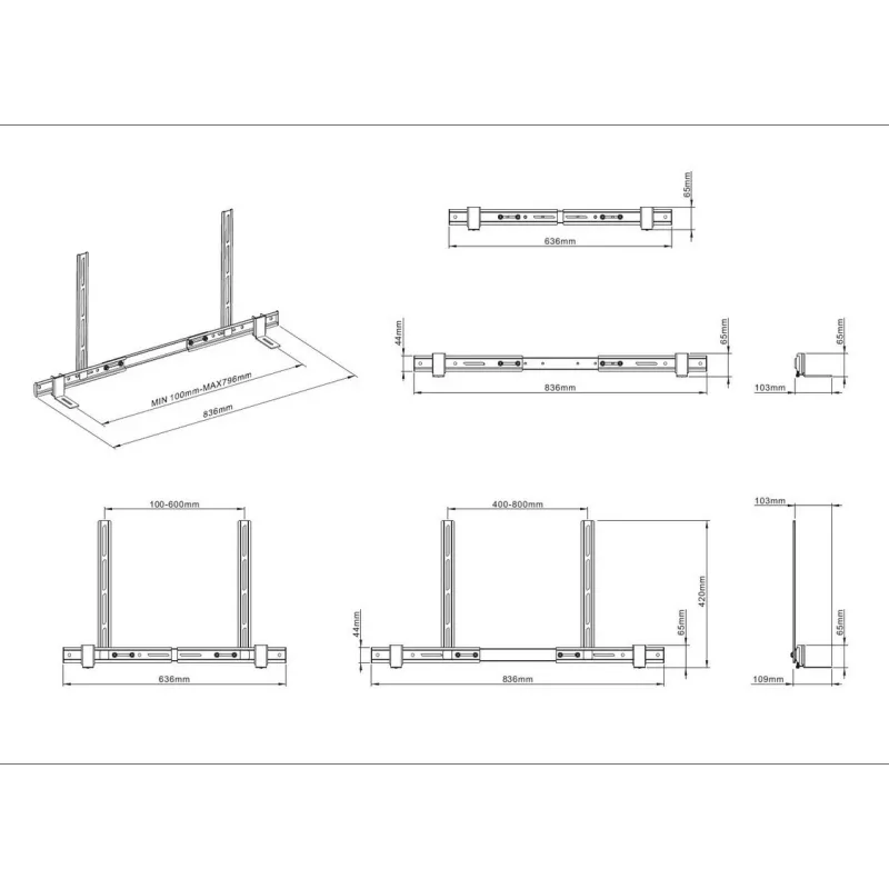 Multibrackets M Universal soundbar-teline 55–110 tuumaa musta 10 kg