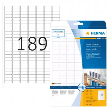 Itseliimautuvat tulostintarrat HERMA Labels A4 25,4x10 mm valkoinen erittäin vahva tartunta paperi matta 4725 kpl