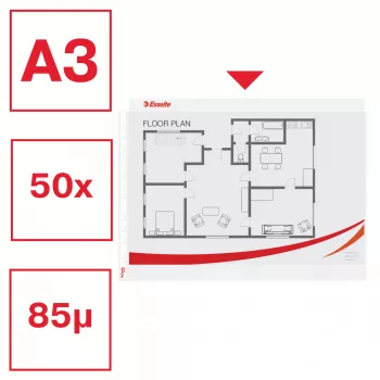 Esselte Quality Pocket A3 vaakasuunta, 30 % kierrätettyä muovia pre-consumer-materiaalista