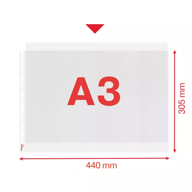 Esselte Quality Pocket A3 vaakasuunta, 30 % kierrätettyä muovia pre-consumer-materiaalista