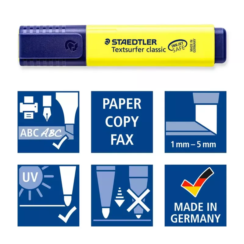Korostuskynä Staedtler Textsurfer classic 364 kiilakärki sininen vihreä pinkki keltainen
