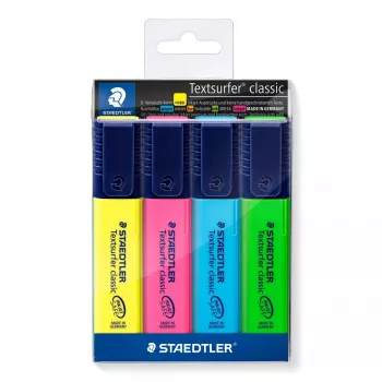 Korostuskynä Staedtler Textsurfer classic 364 kiilakärki sininen vihreä pinkki keltainen