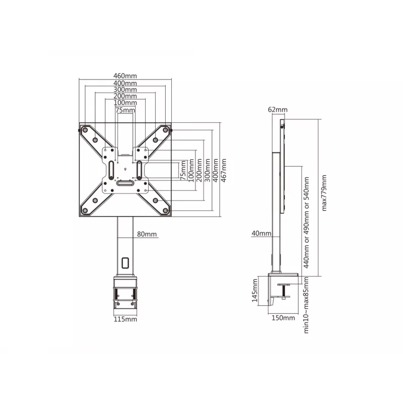 Pöytäkiinnike Multibrackets M Deskmount XL musta