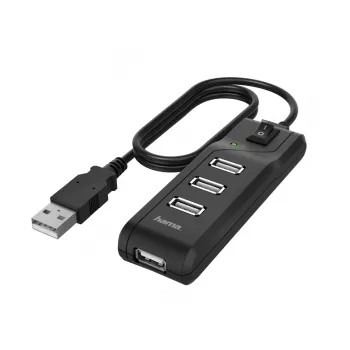 Hama 00200118 USB-keskitin USB 2.0 480 Mbit/s musta