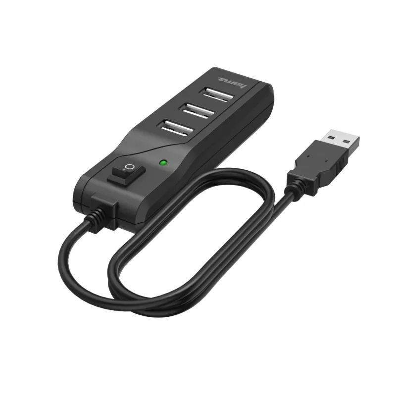 Hama 00200118 USB-keskitin USB 2.0 480 Mbit/s musta