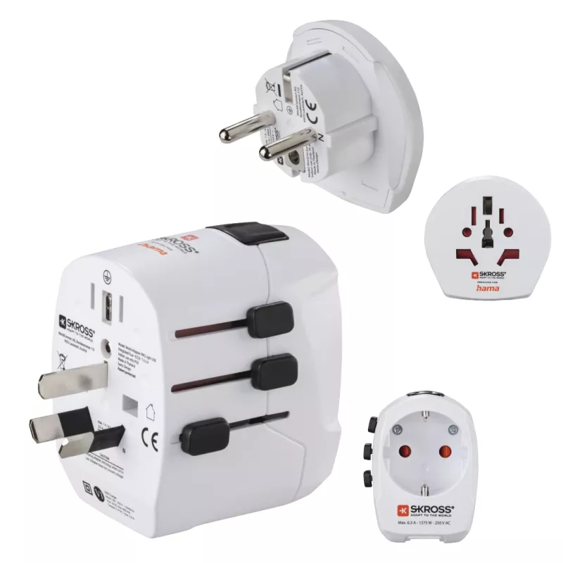 Hama World Travel Pro Light USB virtalähde universaali valkoinen