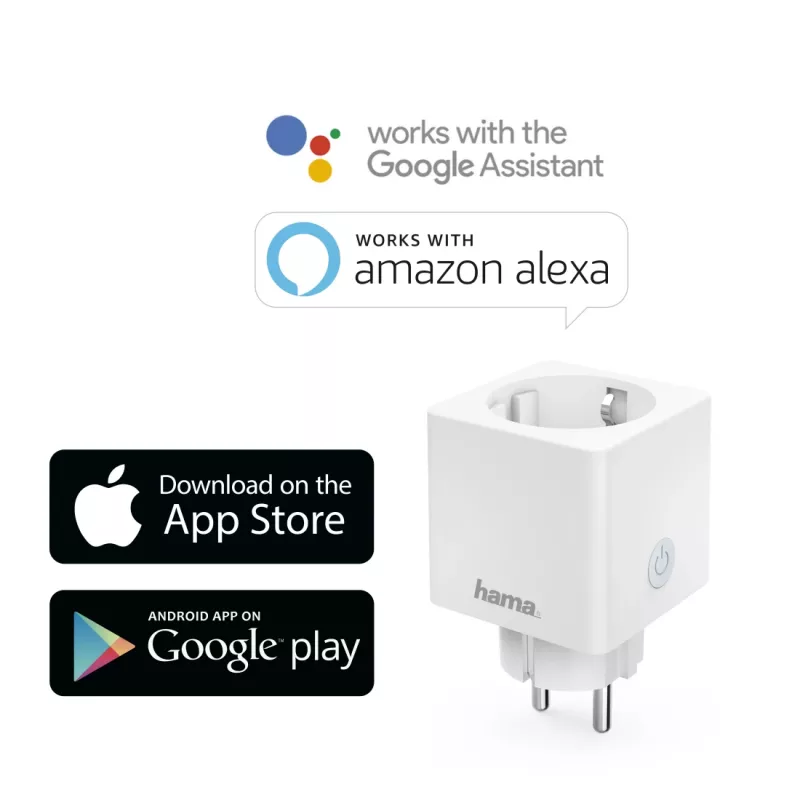 Hama Mini WiFi -älypistorasia 00176573, 16 A, 3680 W, valkoinen