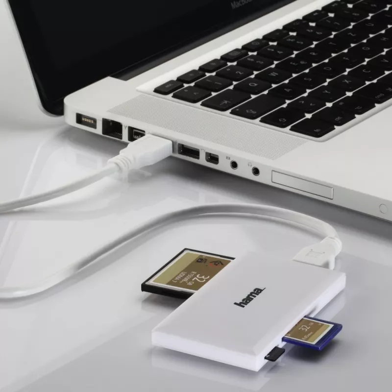 Hama USB 3.0 monikortinlukija, SD/microSD/CF/MS, valkoinen