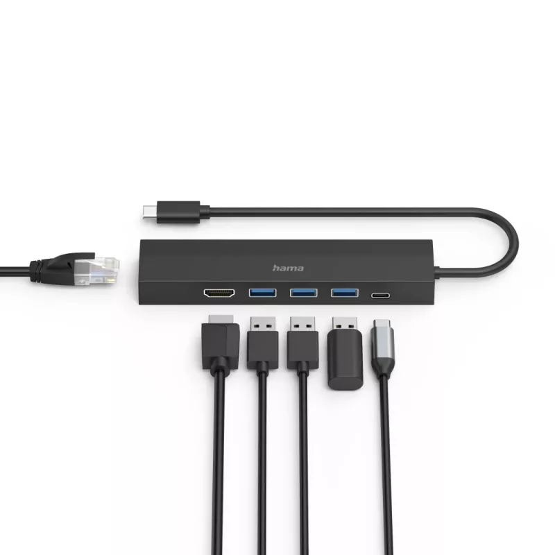 Hama 00200144 USB-keskitin USB 3.2 Gen 1 (3.1 Gen 1) Type-C 5000 Mbit/s musta