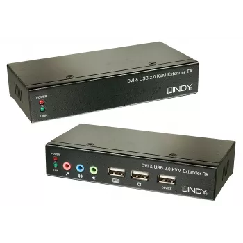 Lindy 39377 Cat.5 KVM Extender Classic, DVI, USB, enintään 50 m