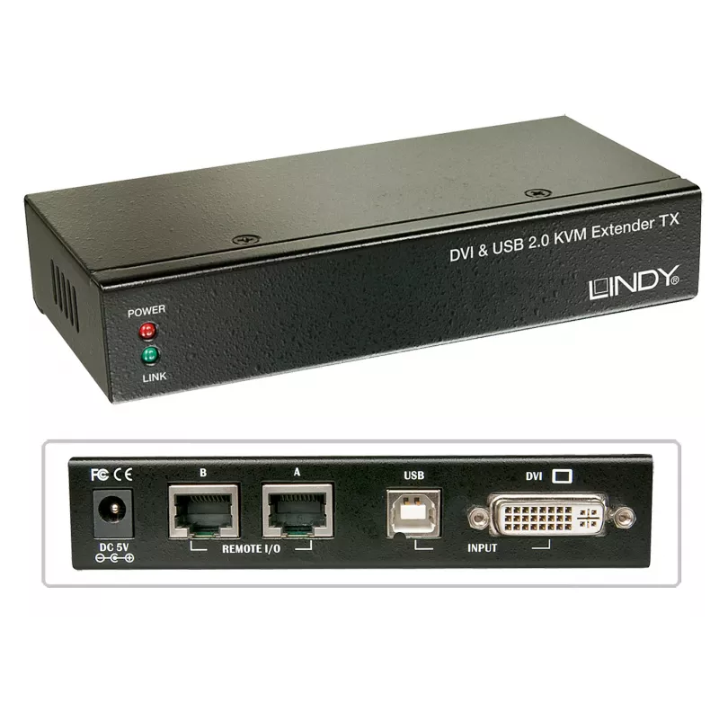 Lindy 39377 Cat.5 KVM Extender Classic, DVI, USB, enintään 50 m
