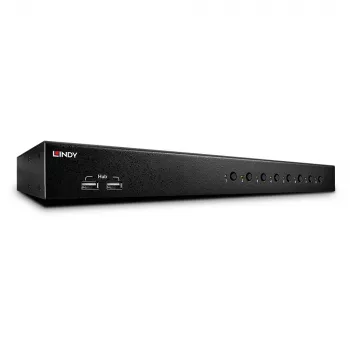 Lindy 8 portin DVI-I Single Link, USB 2.0 ja Audio KVM-kytkin Pro