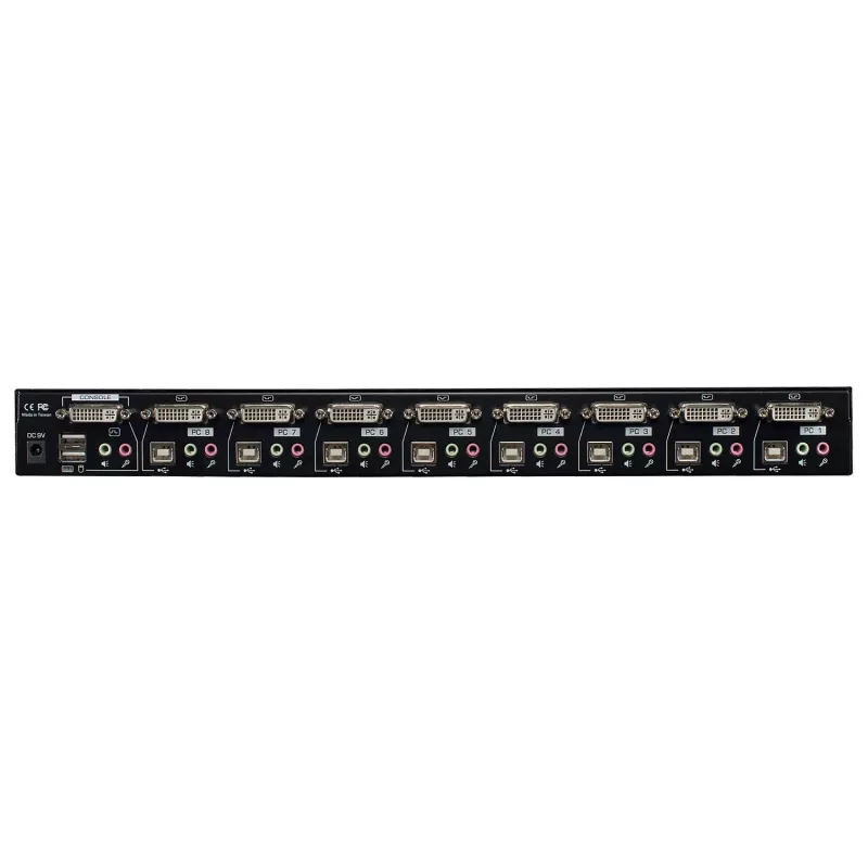 Lindy 8 portin DVI-I Single Link, USB 2.0 ja Audio KVM-kytkin Pro