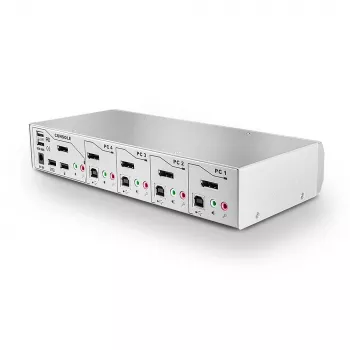 Lindy 4 portin KVM-kytkin Pro USB 2.0, DisplayPort 1.2 ja TTU