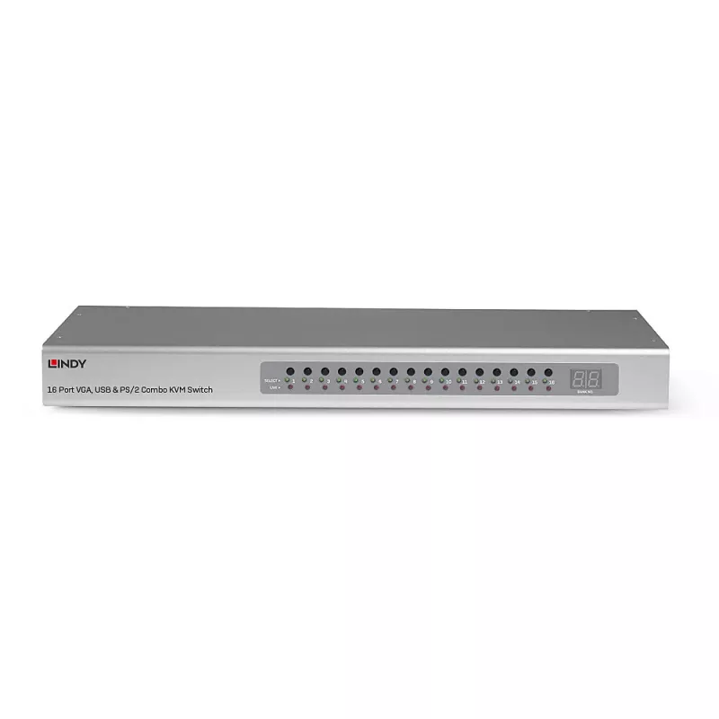 Lindy 16 portin VGA ja USB Combo KVM-kytkin, rack-asennus, hopea