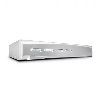 Lindy 4 Port DVI-I Single Link KVM Switch Pro, 2048 x 1536 pikseliä, Full HD+, hopea