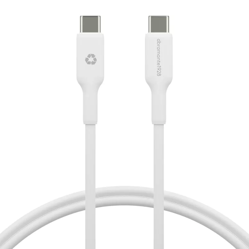 USB-C–USB-C-kaapeli 1 m d bramante re-charge — USB 2.0, valkoinen