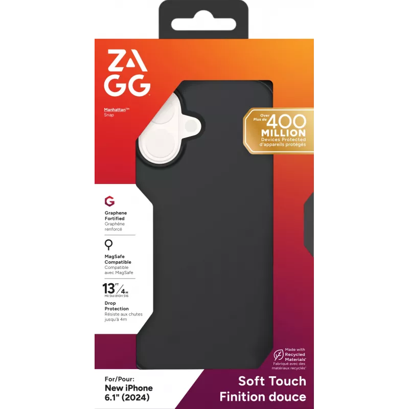 ZAGG Cases Manhattan Snap Apple iPhone 16 musta