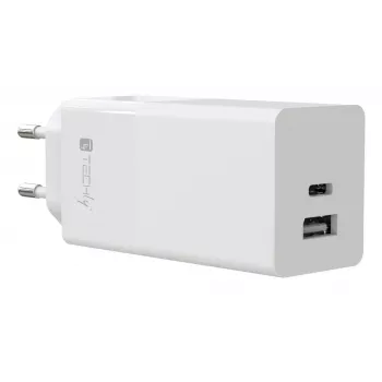 Techly IPW-PD100W-WH kannettava laturi varavirtalähde, älypuhelin, tabletti, yleiskäyttöinen valkoinen AC-pikalataus sisäkäyttöön