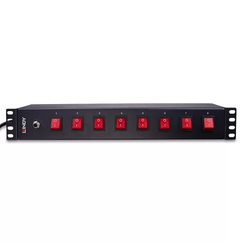 Lindy 73025 virranjakoyksikkö (PDU) 8 AC-lähtöä 1.5U musta