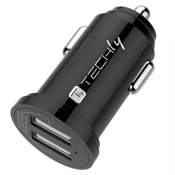 Techly mini-autolaturi 2 USB-A-liitäntää 12W / 2.4A musta
