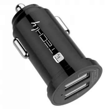 Techly mini-autolaturi 2 USB-A-liitäntää 12W / 2.4A musta