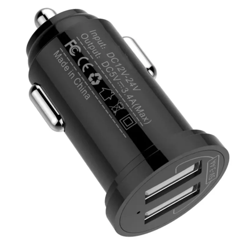Techly mini-autolaturi 2 USB-A-liitäntää 12W / 2.4A musta