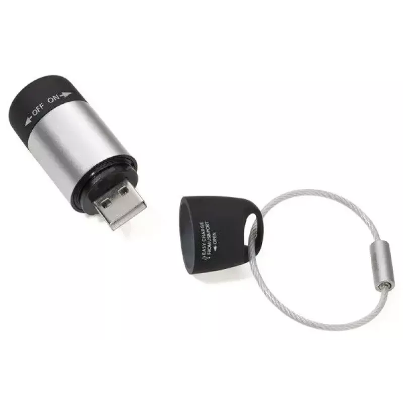 TROIKA ECO CHARGE avaimenperä-taskulamppu musta harmaa LED USB