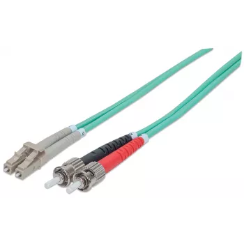 Intellinet kuitu-kaapeli, OM3, ST/LC, 1 m, aqua, duplex, multimode, 50/125 µm, LSZH, kuitu, elinikäinen takuu