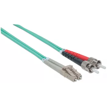Intellinet kuitu-kaapeli, OM3, ST/LC, 2 m, aqua, duplex, multimode, 50/125 µm, LSZH, kuitu, elinikäinen takuu