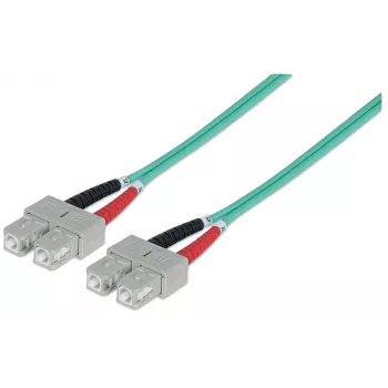 Intellinet kuitu-kaapeli, OM3, SC/SC, 2 m, aqua, duplex, multimode, 50/125 µm, LSZH, kuitu, elinikäinen takuu