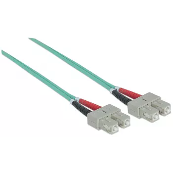 Intellinet kuitu-kaapeli, OM3, SC/SC, 2 m, aqua, duplex, multimode, 50/125 µm, LSZH, kuitu, elinikäinen takuu