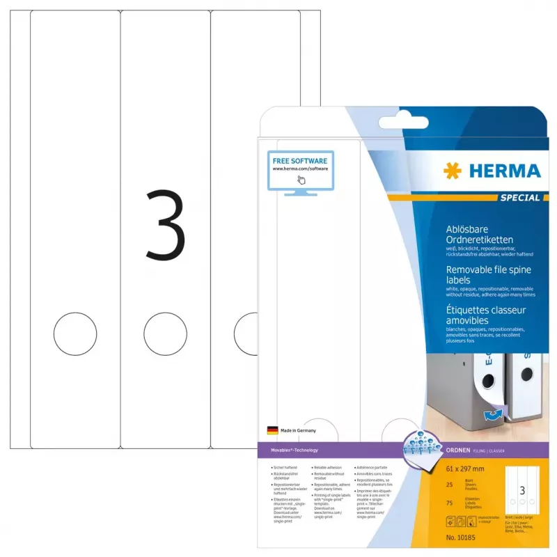 Irrotettavat tiedostotarrat HERMA 10185