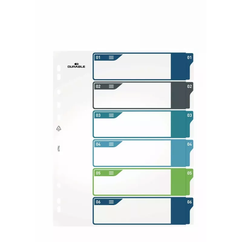 Tyhjät välilehdet Durable 679427 polypropeeni monivärinen 30,5x24,5 cm